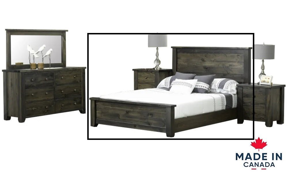 Solid Wood Maple Bedroom Furniture Set - Rough Sawn Twin Bed