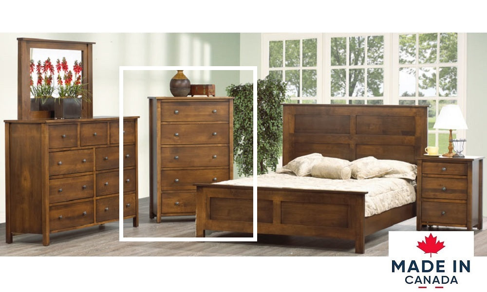 Solid Wood Maple Canadian-Made Bedroom Furniture Set - 5 Drawer Chest