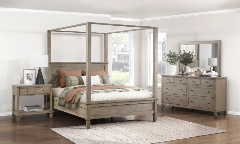 Ensemble de meubles de chambre à coucher en chêne massif - Chêne gris