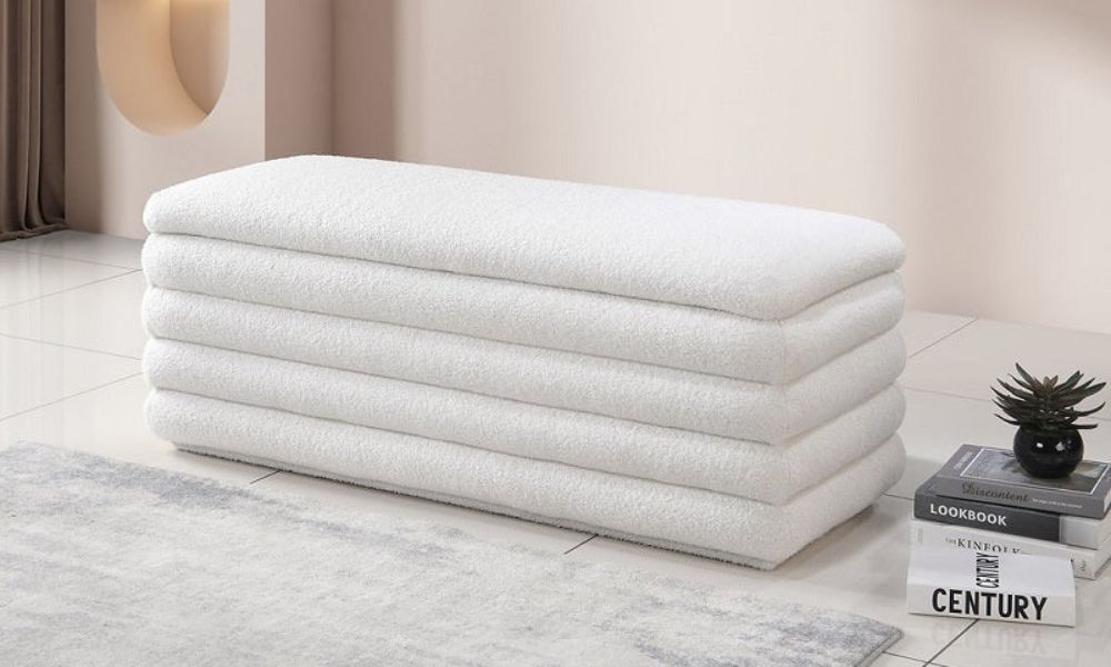 Divano letto in tessuto con pannello trapuntato e letto estraibile singolo - Bianco