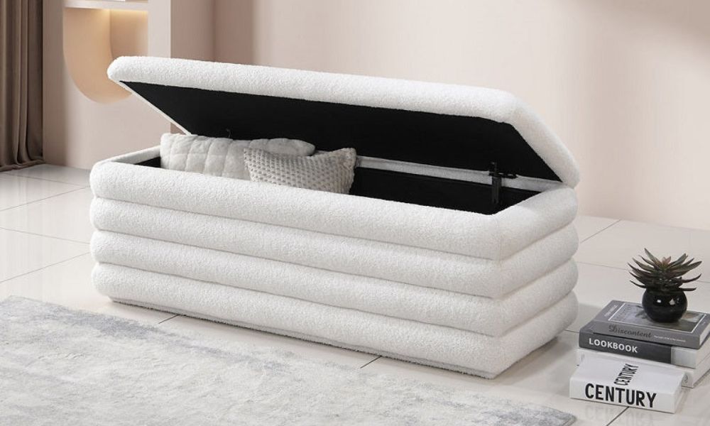 Canapé-lit en tissu avec capitonnage et lit escamotable simple - Blanc