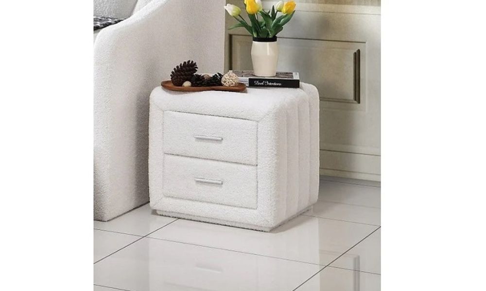 Canapé-lit en tissu avec capitonnage et lit escamotable simple - Blanc