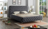 Platform Bed with Velvet Fabric Deep Tufted and Chrome Legs - Grey