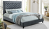 Platform Bed with Velvet Fabric Tufted and Dark Legs - Dark Grey