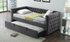 Fabric Day Bed with Nailhead Accents and Twin Trundle - Dark Grey