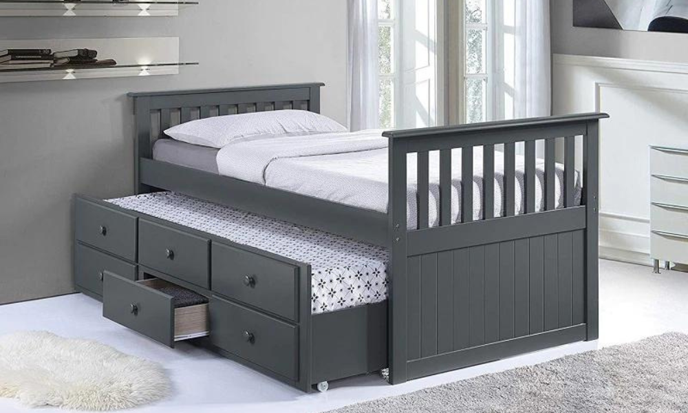 Trundle Bed with Drawers - Grey