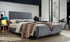 Platform Bed with Velvet Fabric and Chrome Legs - Grey