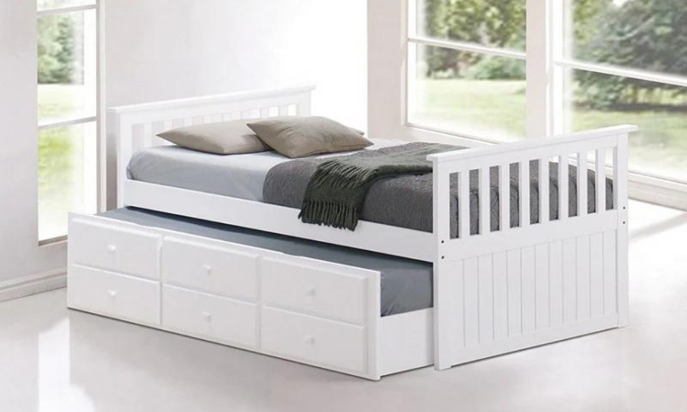 Trundle Bed with Drawers - White