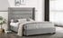 Platform Bed with Linen Fabric Wing and Dark Legs - Grey