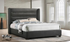 Platform Bed with Leather Wing and Dark Legs - Dark Grey