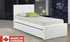 Leather Platform Bed with Storage and Twin Trundle - White (Made in Canada)