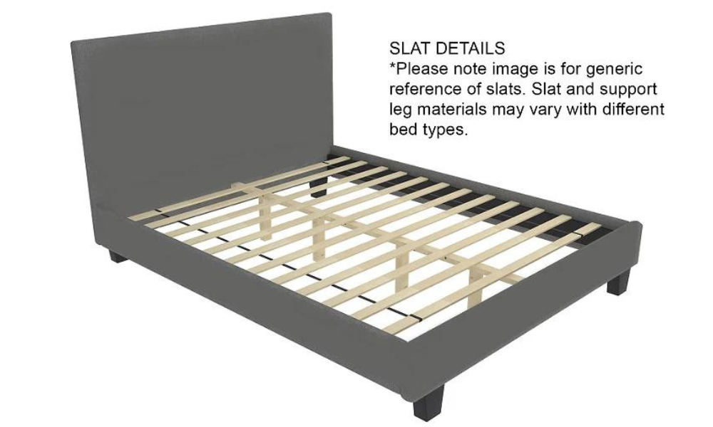 Platform Bed with Bonded Leather  - White