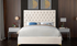 Platform Bed with Velvet Fabric and Gold & Chrome Legs - Beige