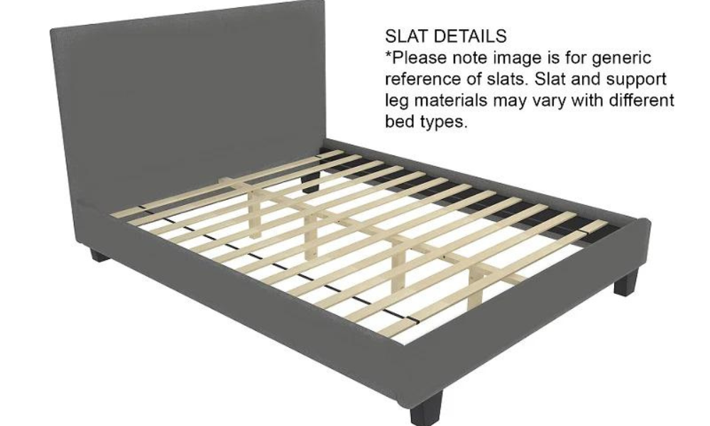 Platform Bed with Linen Style Fabric - Grey