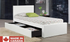 Leather Platform Bed with Storage and Twin Trundle - White (Made in Canada)