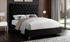 Platform Bed with Velvet Fabric and Gold & Chrome Legs - Black