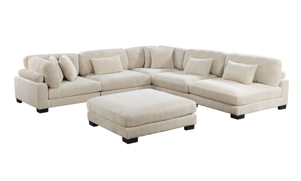 6-Piece Modular Sectional with Ottoman - Beige