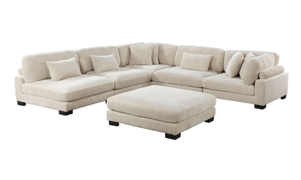 6-Piece Modular Sectional with Ottoman - Beige