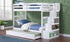 Bunk Bed - Twin over Twin with Staircase, Trundle or 2 Drawers Solid Wood - White