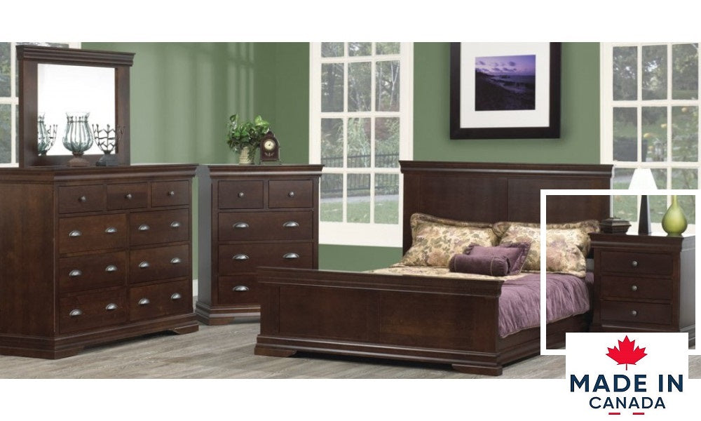 Solid Wood Canadian-Made Bedroom Furniture and Night Table - Bayshore Chocolate