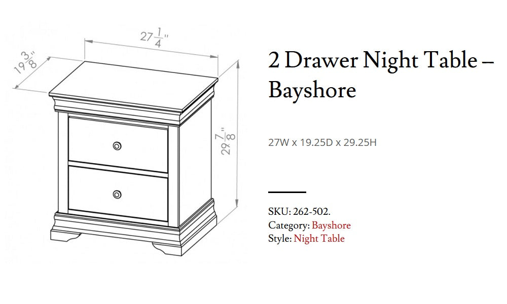 Mobilier de chambre à coucher en érable massif, fabrication canadienne - Chocolat Bayshore