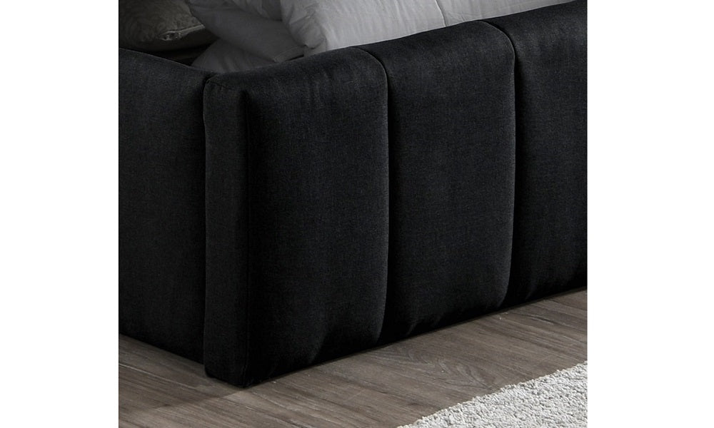 Platform Bed With Storage And Deep Tufted Fabric - Black