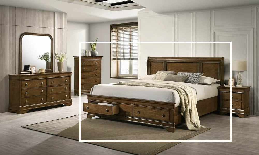 Ensemble de meubles de chambre à coucher en bois de chêne massif - Chêne naturel
