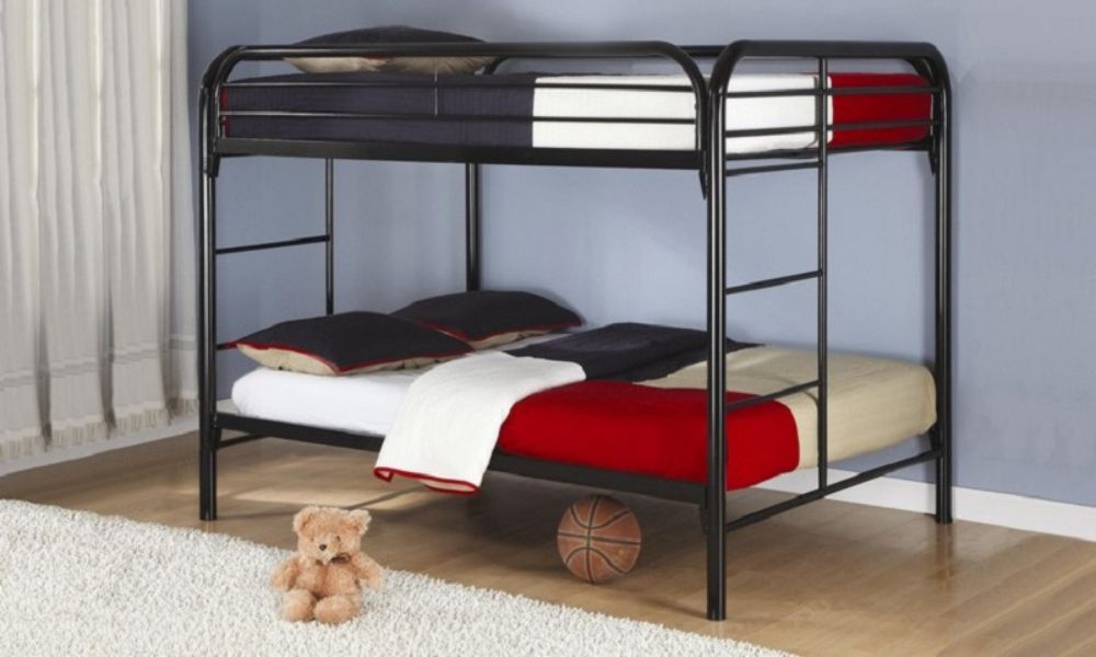 Bunk Bed - Double over Double with Metal - White | Black | Grey