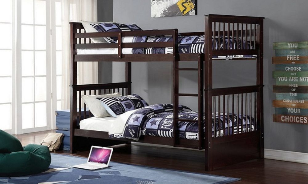 Bunk Bed - Twin over Twin Solid Wood - Grey | White | Espresso | Honey