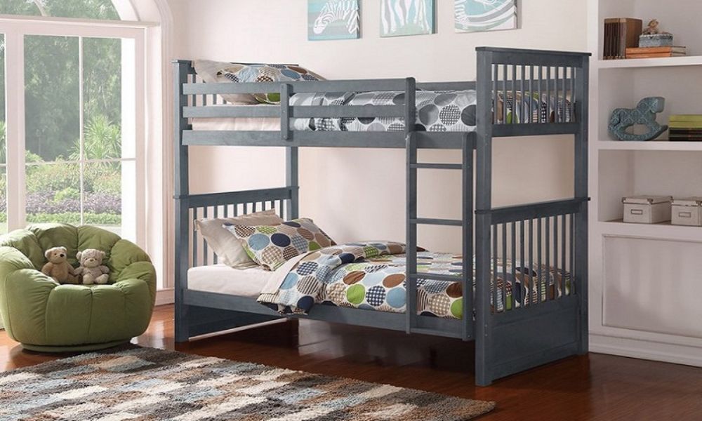 Bunk Bed - Twin over Twin Solid Wood - Grey | White | Espresso | Honey