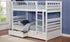 Bunk Bed - Twin over Twin with 2 Drawers Solid Wood - White | Grey