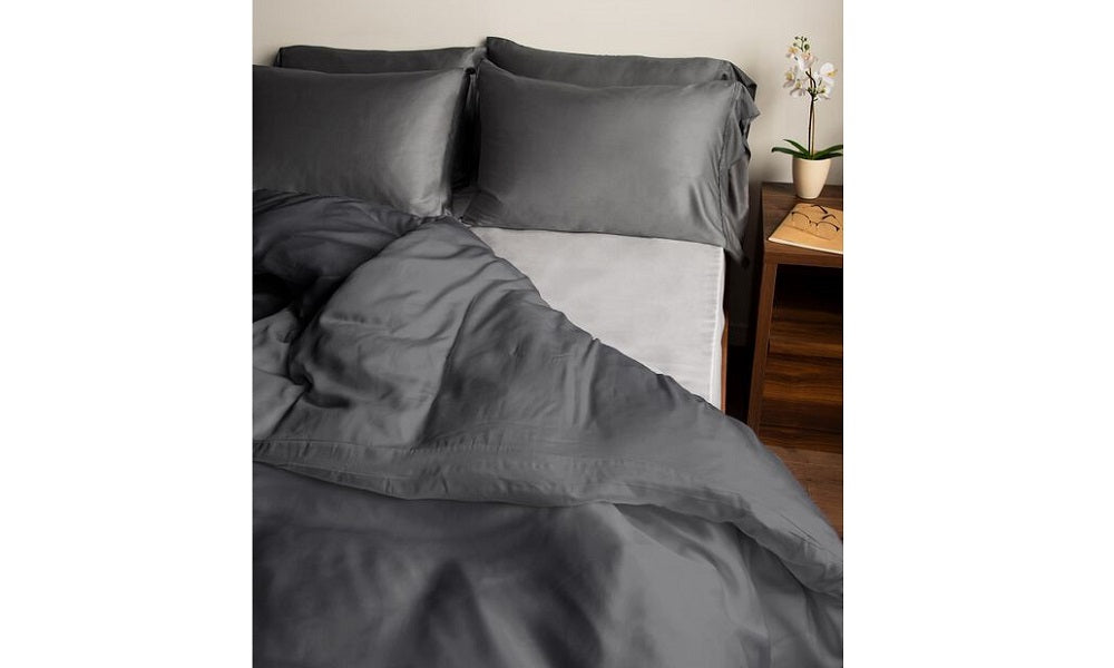 Natural Bamboo Duvet Cover Pewter - Queen