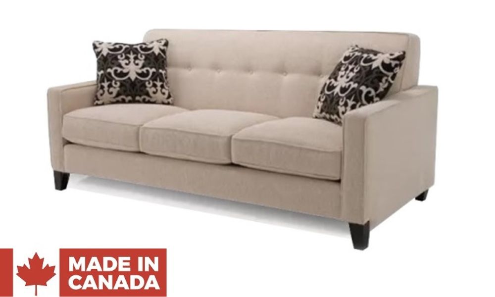 Fabric Sofa with Pull-Out Bed - Beige (Made In Canada)