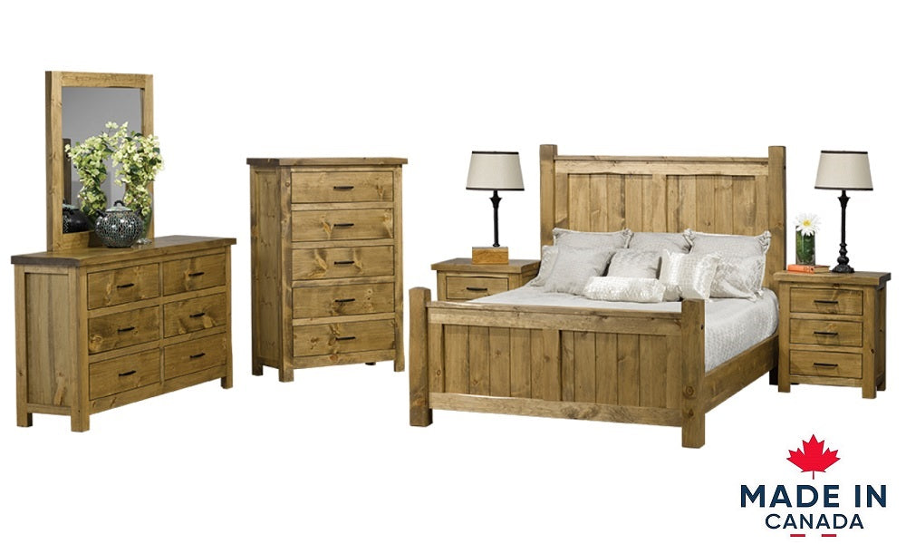 Solid Wood Pine Canadian-Made Bedroom Furniture - 4 Post Rustic Pine