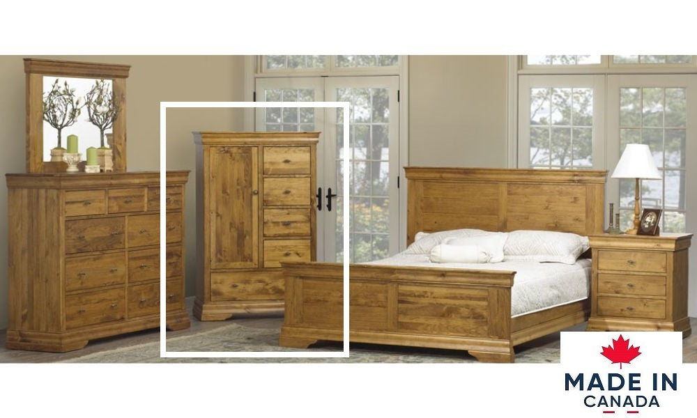 Solid Wood Canadian-Made Bedroom Furniture and Gentleman's Chest - Louis Rustique Classic