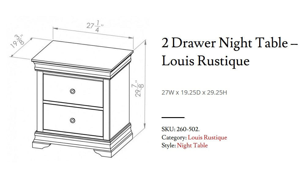 Meubles de chambre à coucher en érable massif, fabrication canadienne - Louis Rustique Classic