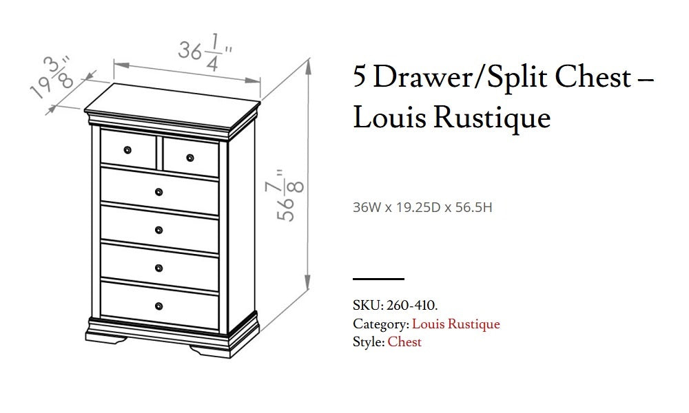 Meubles de chambre à coucher en érable massif, fabrication canadienne - Louis Rustique Classic