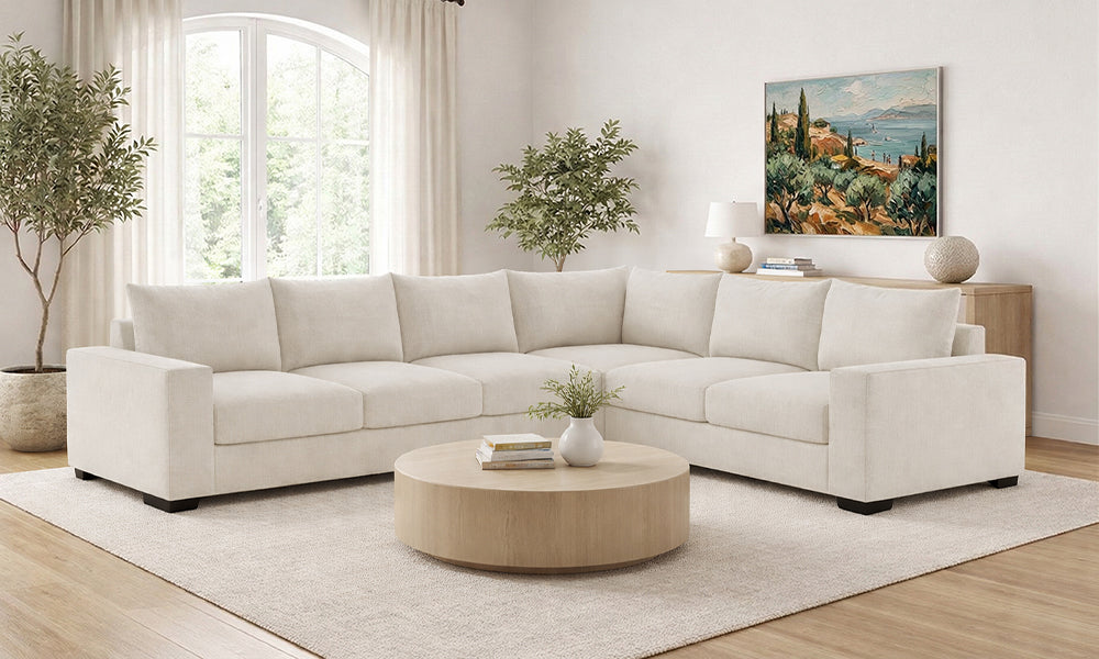 Canapé Sectionnel en Tissu de Luxe 2 x 3 avec Accoudoirs (Fabriqué au Canada)