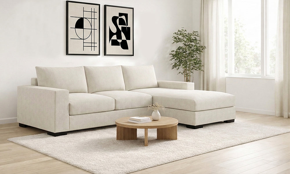 Canapé d'angle en tissu de luxe avec méridienne réversible (Fabriqué au Canada)