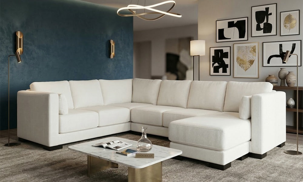 Luxury Fabric Sectional 2 x 2 with High Arm Rest Chaise (Made in Canada)