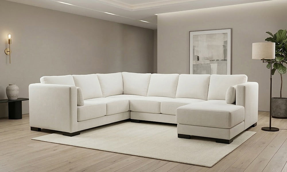 Luxury Fabric Sectional 2 x 2 with High Arm Rest Chaise (Made in Canada)