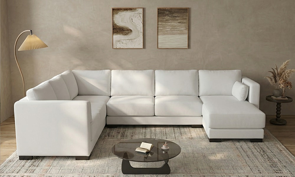 Luxury Fabric Sectional 2 x 2 with High Arm Rest Chaise (Made in Canada)