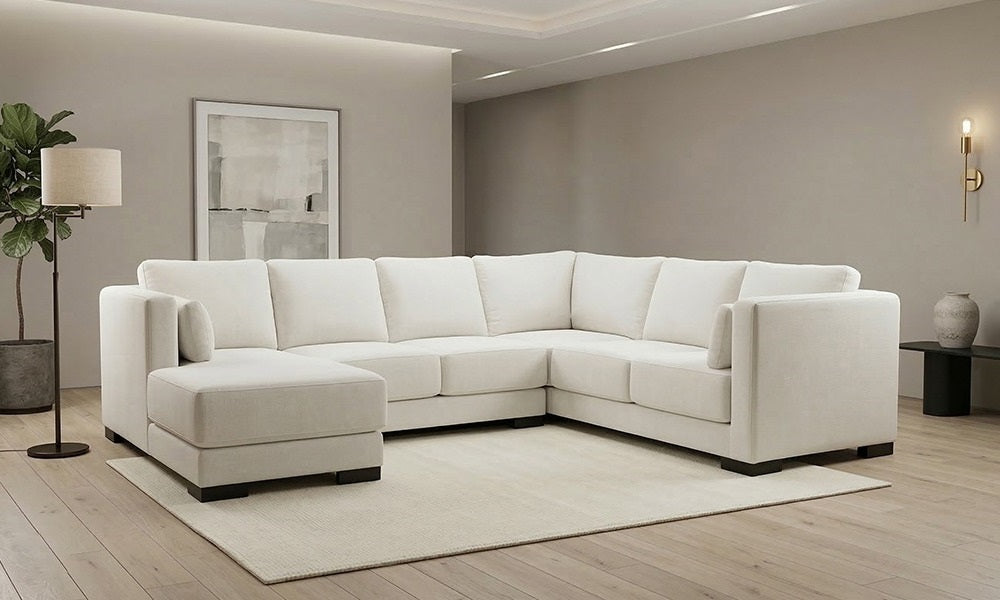 Luxury Fabric Sectional 2 x 2 with High Arm Rest Chaise (Made in Canada)