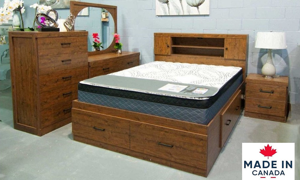 Canadian-Made Bedroom Furniture with 6 Drawers - Frontier Smoke Wood