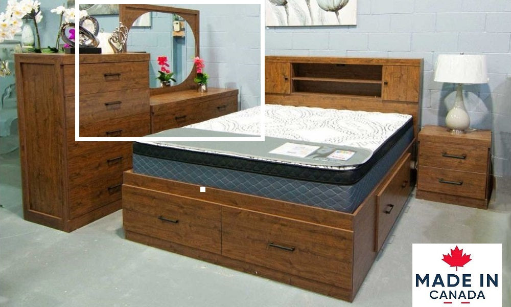 Canadian-Made Bedroom Furniture with 6 Drawers - Frontier Smoke Wood