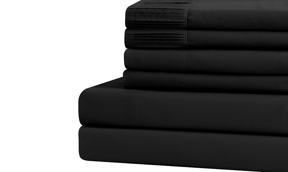 Live Well 6 Piece Eco Friendly Soft Bamboo Sheet Set - Black