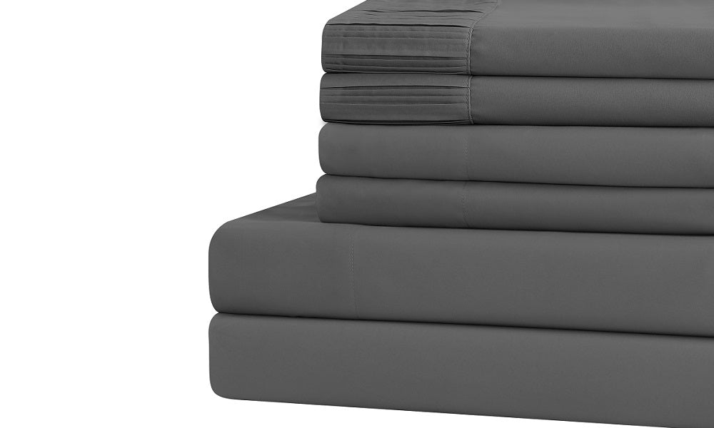 Live Well 6 Piece Eco Friendly Soft Bamboo Sheet Set - Dark Grey