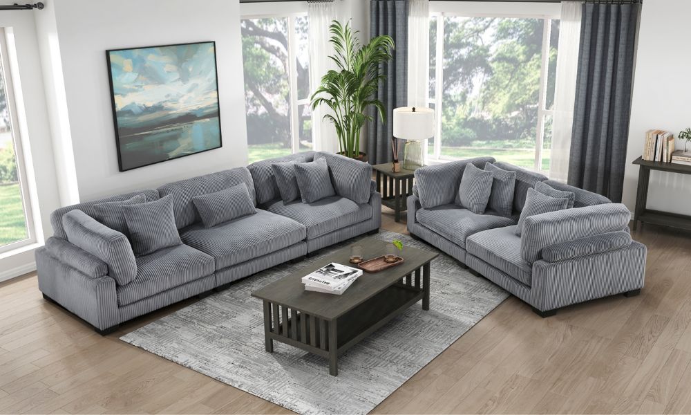 2-piece Modular Love Seat Gray