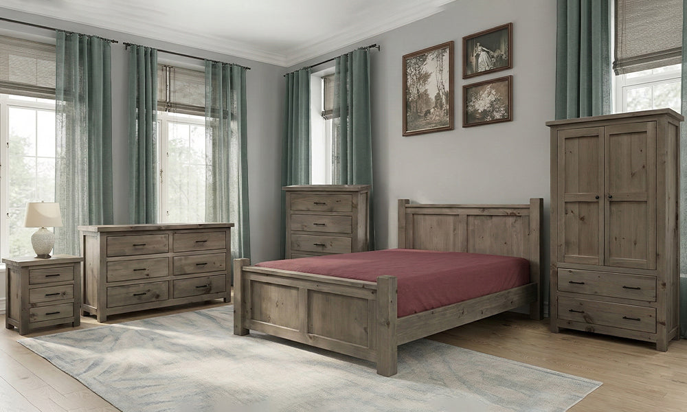 Mobilier de chambre à coucher en pin massif, fabrication canadienne - 4 pieds, finition Midnight Oil