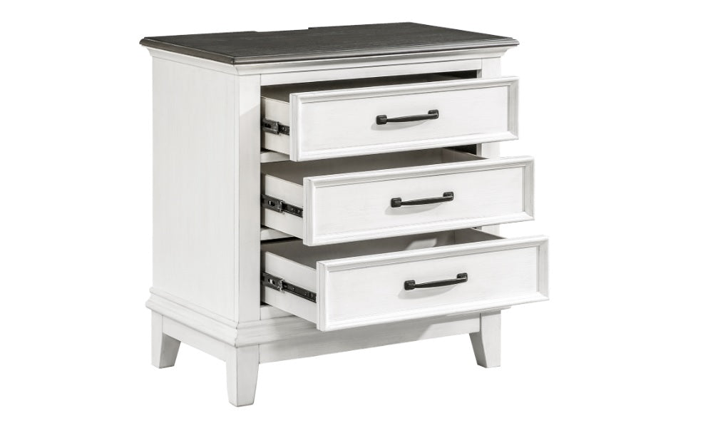 Solid Oak Wood Bedroom Set - 3 Dr. Night Table with USB